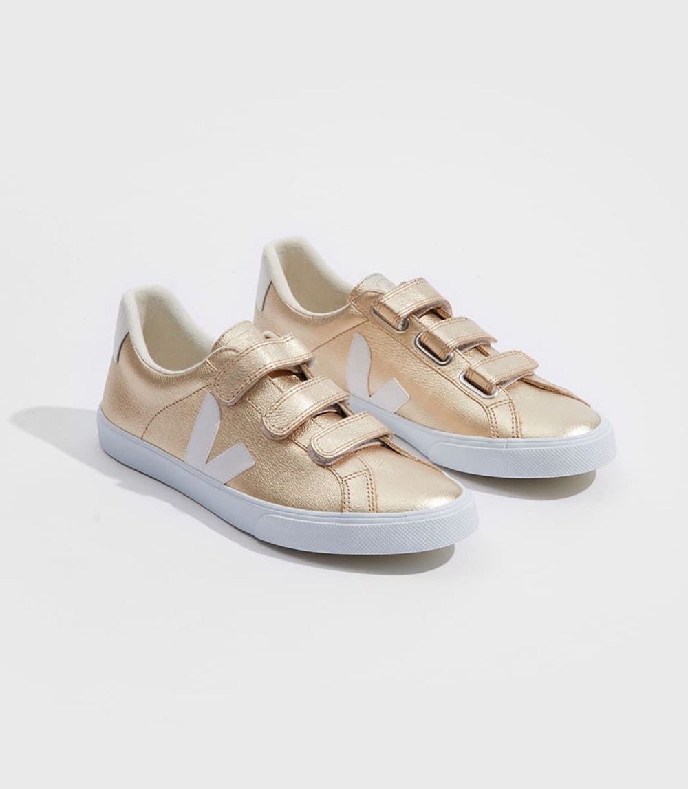 Veja Sneakers Dama - 3-Lock Piele - Aurii/Albi - 9603745-FY